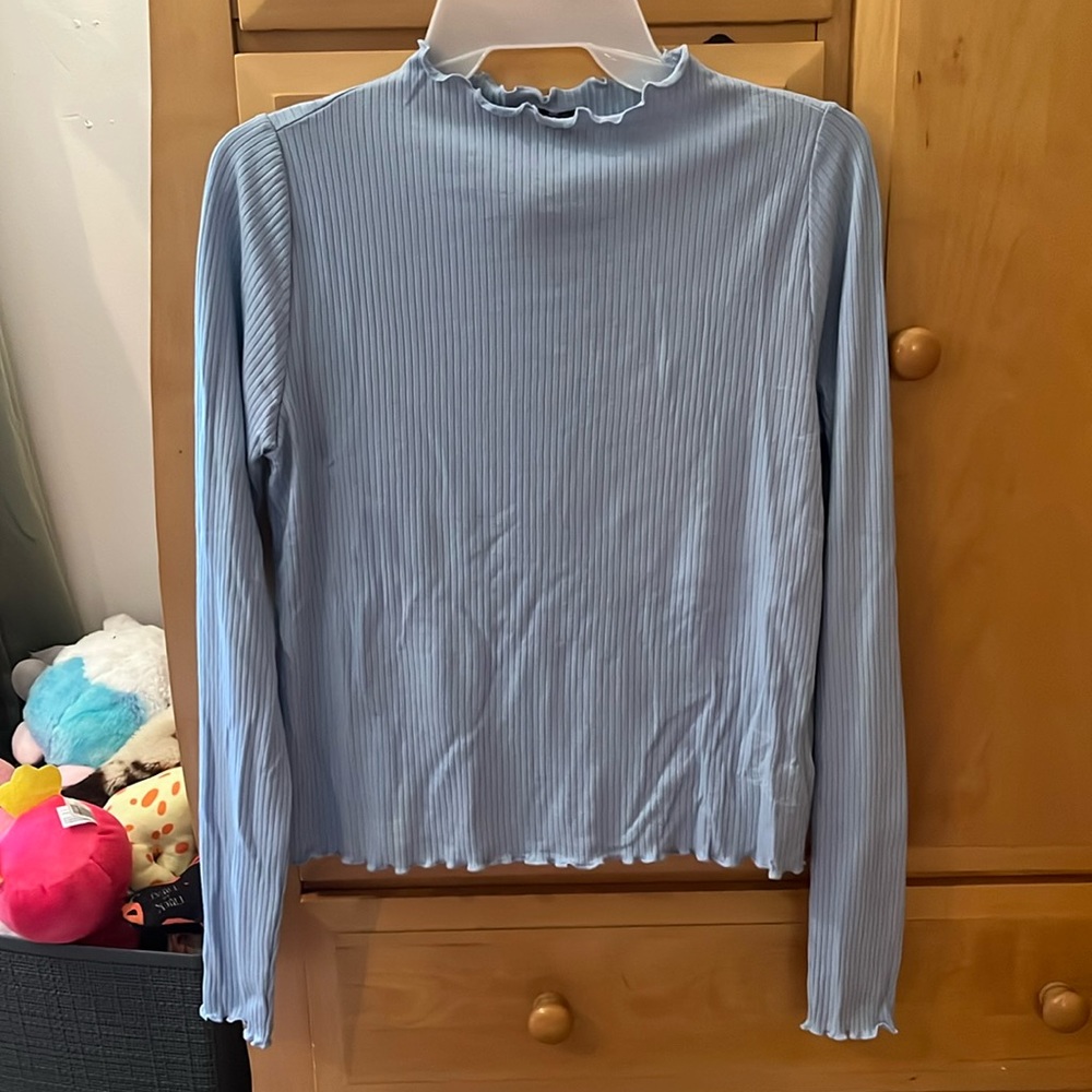 Light Blue Lettuce Trim PIECES Shirt